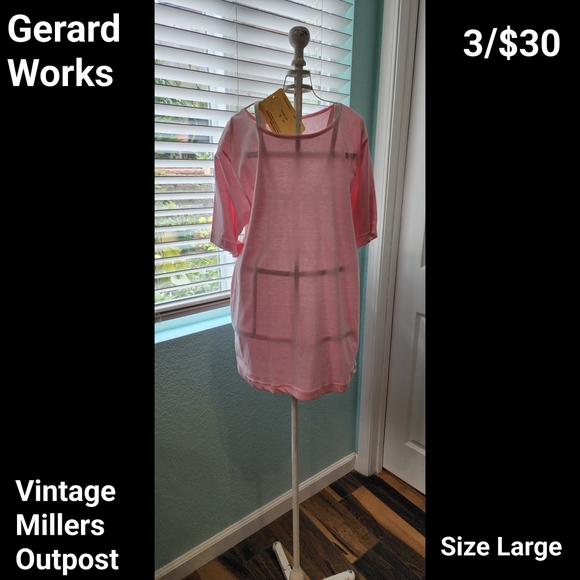 Gerard Works Pink Vintage Miller's Outpost Short Sleeve T-Shirt Sz Large 3/$30 - Picture 1 of 8